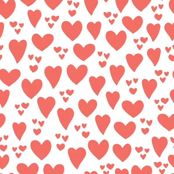 Corazón patrón vectorial sin costuras fondo rojo blanco — Archivo Imágenes Vectoriales