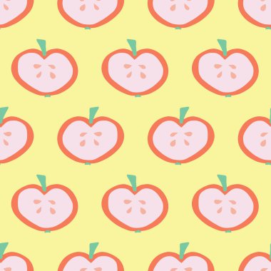 Apple slice pattern. Vector seamless background