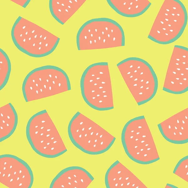 Wassermelone Scheiben Hintergrund nahtlosen Vektor — Stockvektor