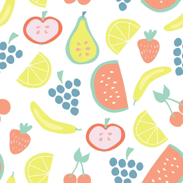 Verano fruta vector patrón de fondo sin costuras — Archivo Imágenes Vectoriales