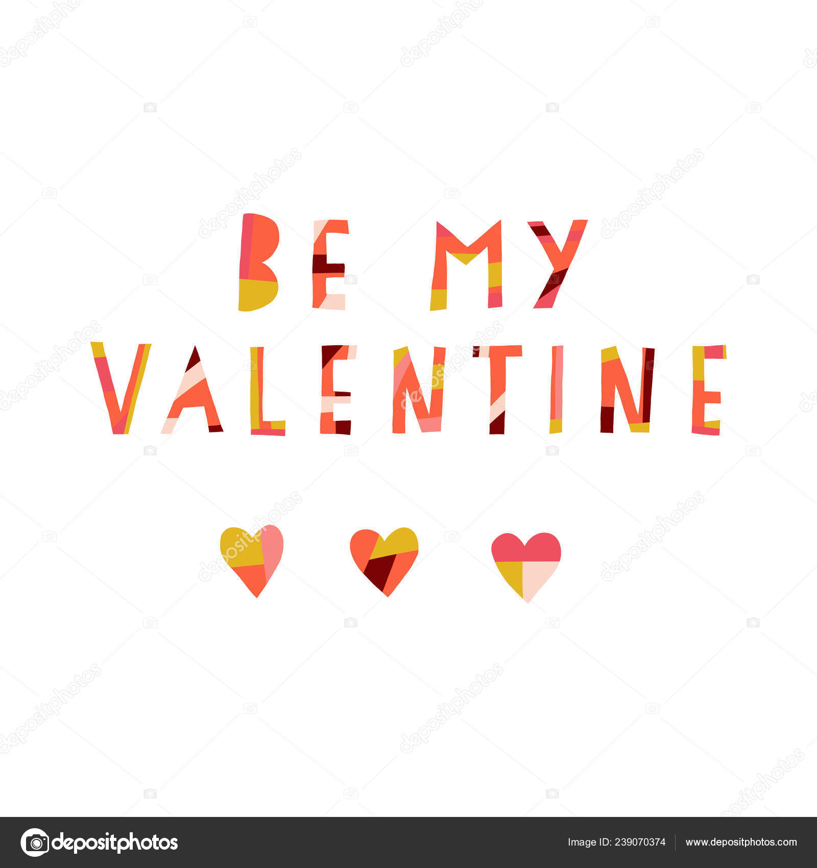 Be My Valentine Vector Illustration I Love You Quote Hand Drawn