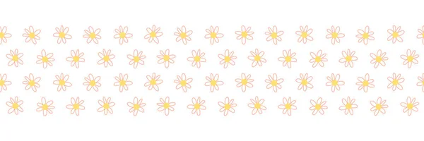 Fleurs Doodle Sans Couture Vecteur Répétition Frontière Bordure Florale Dessinée — Image vectorielle