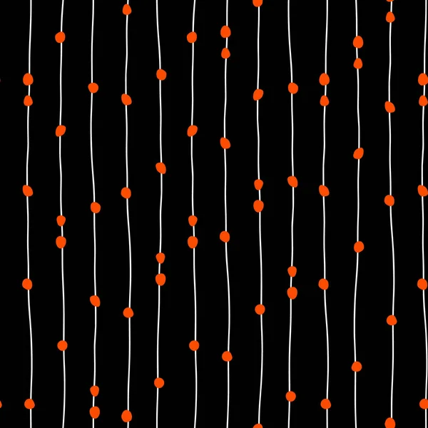 Dikey el çizilmiş çizgiler üzerinde kırmızı noktalar Dikişsiz vektör deseni. — Stok Vektör