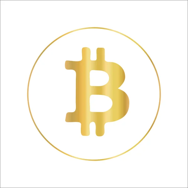 Bitcoin icon in metallic gold foil design. Vector crypto currency symbol. — Stock Vector