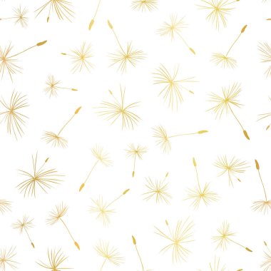 Altın folyo Karahindiba tohumu dikişsiz vektör arka plan tekrar 