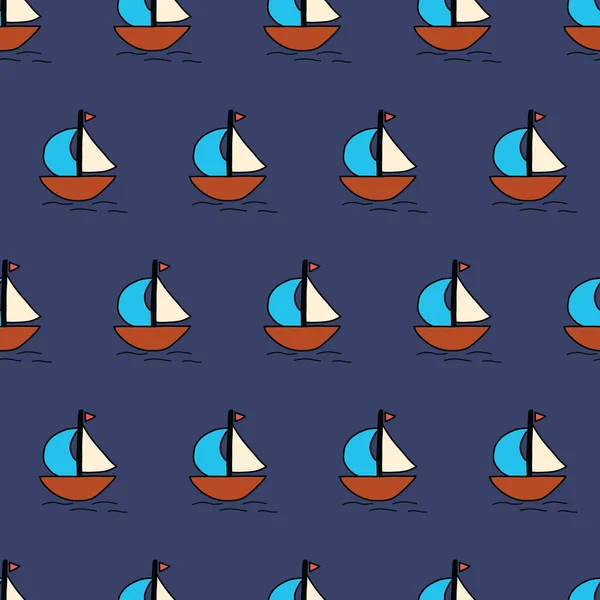 Sailboats seamless vector background. Summer pattern kids.