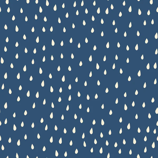 Dešťové kapky béžová bílá na modrém pozadí bezproblémový vektorový vzor — Stockový vektor