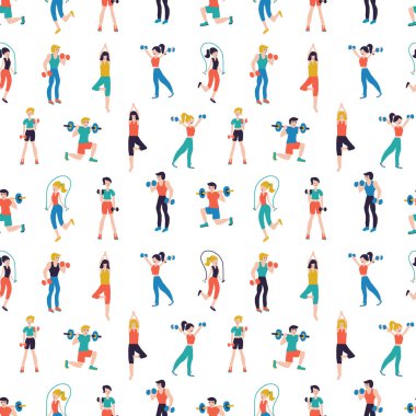 Fitness merkezi dikişsiz desen vektör illüstrasyon. Spor kulübü arka plan