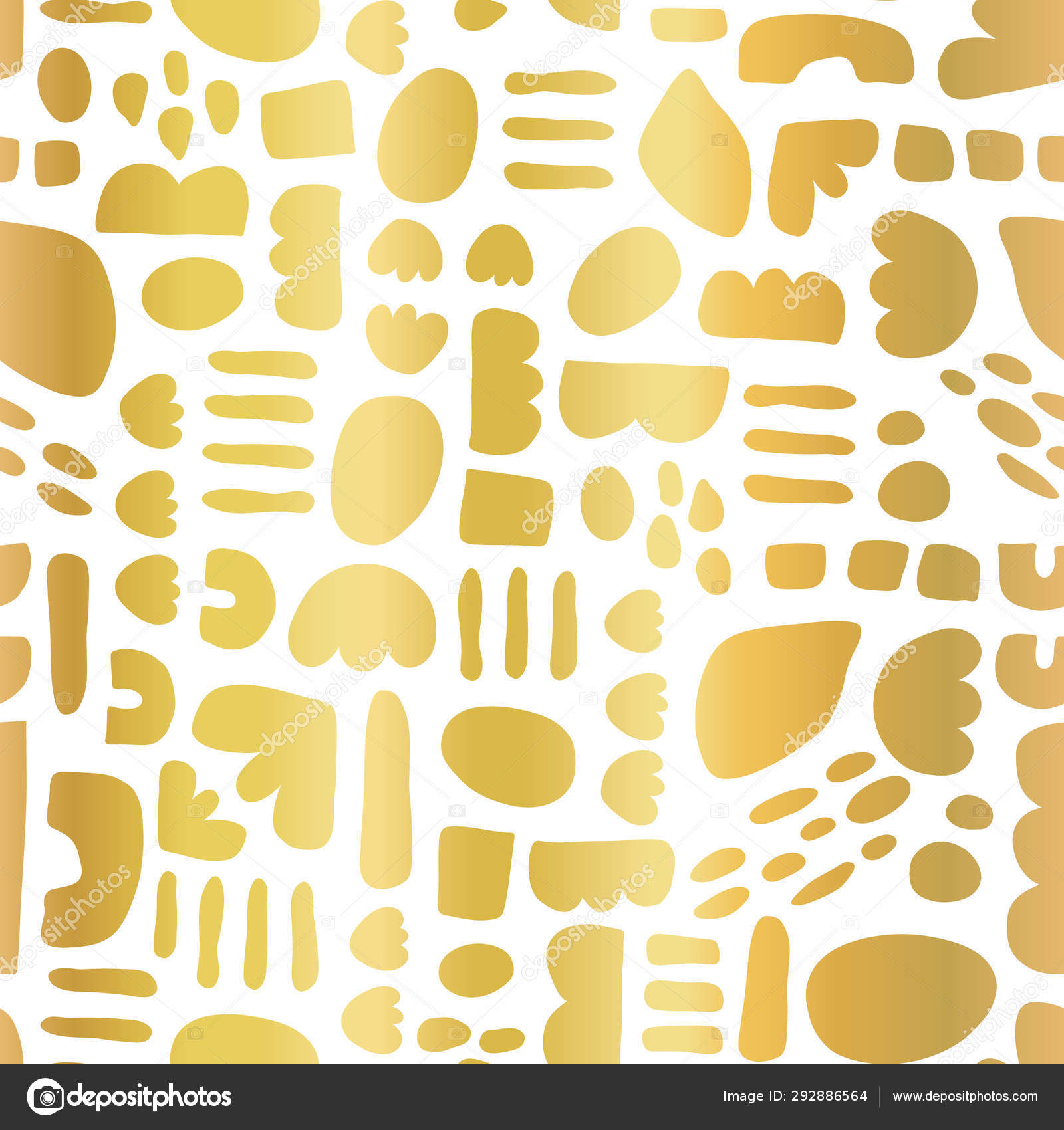 Gold Foil Abstract Shapes Seamless Vector Pattern Paper Cut Out