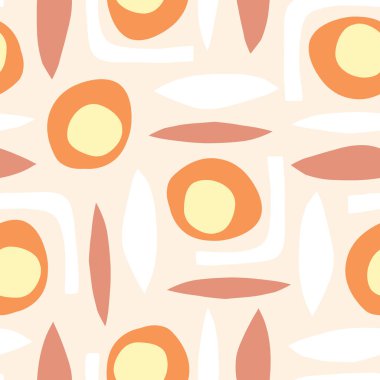 Soyut retro vektör arka plan. Dikişsiz vektör desen şekilleri kağıt pastel renklerde kolaj tarzı kesip