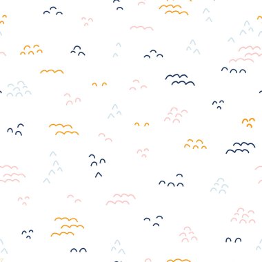 Soyut doodle şekiller dikişsiz vektör deseni. Çocuk geçmişi. Koordinat