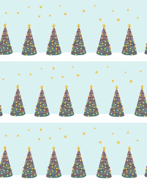 Árvore de Natal fundo vetor sem costura. Mão decorativa desenhada repetindo padrão de férias de inverno para decoração de Natal, banners, fitas, cartões de saudação, scrapbooking digital — Vetor de Stock