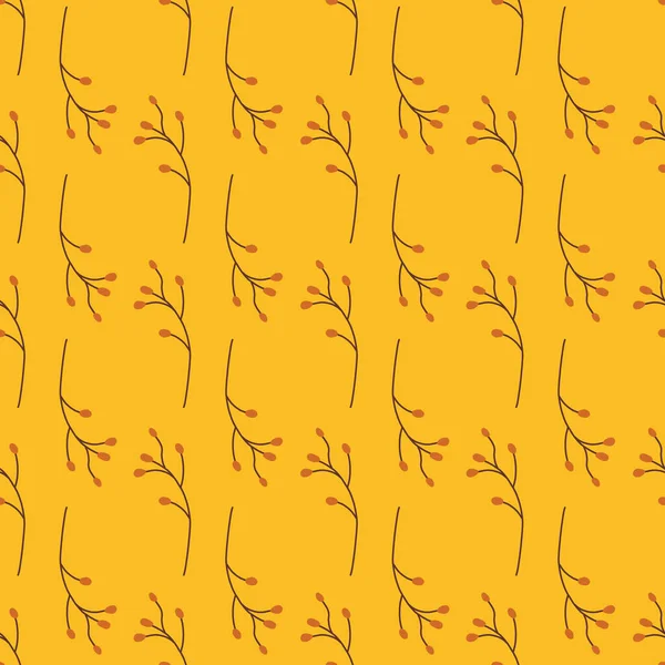 Flores abstractas naturaleza vectorial sin costuras caen fondo. Oro amarillo estilizado hierba silvestre formas patrón de otoño. Patrón caprichoso para la tela, papel digital, decoración casera, acción de gracias, embalaje — Vector de stock