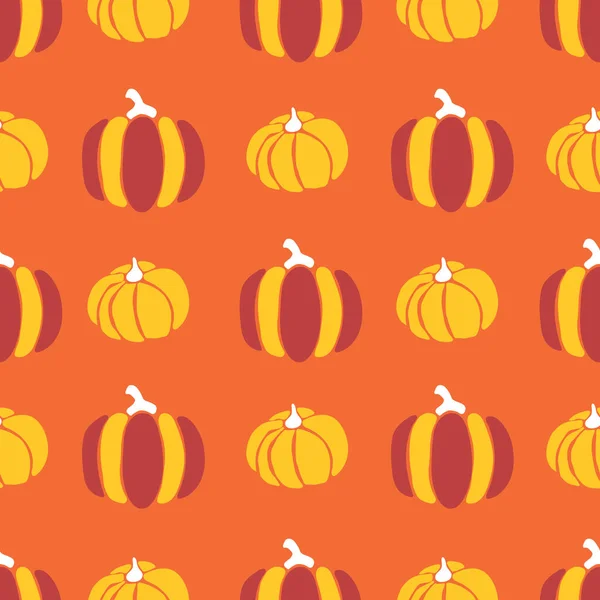 Patrón de vector sin costuras calabazas. Calabazas rojo anaranjado amarillo repitiendo el fondo para el festival Harvest o el día de Acción de Gracias . — Vector de stock