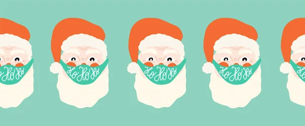 Різдвяний вектор Коронавірусу без вітрил. Санта Клаус носить захисну маску обличчя проти Ковід. Веселого Різдва 2020 під час пандемії. Відпустка. Xmas celebration. Новий 2021 рік — стоковий вектор