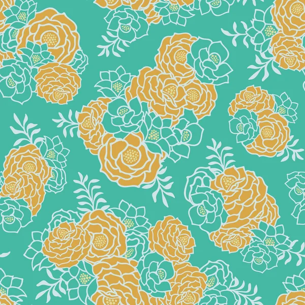 Oro verde ramo floral sin costuras vector textura fondo — Vector de stock