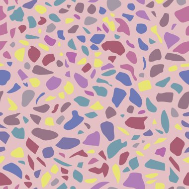 Renkli terrazzo döşeme vektör Dikişsiz desen soğuk renkler. Klasik İtalyan tür kat kumaş, duvar kağıdı, scrapbooking veya arka plan için Venedik tarzında bir doku.