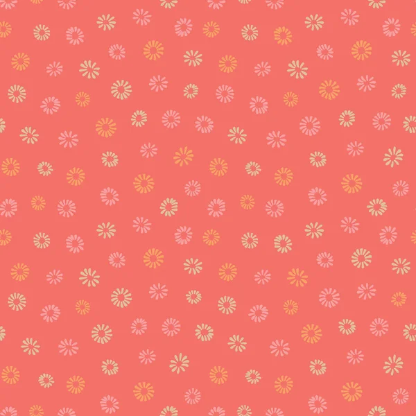 Розовые и желтые цветы на коралловом фоне. Простой девчачий цветочный вектор без швов . — стоковый вектор