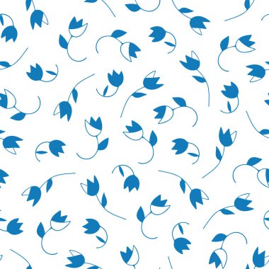 Güzel soyut vektör çiçek seamless modeli Lale. Trendy çizilmiş dokuları ver. Kağıt, kapak, kumaş ve diğer kullanıcılar için modern soyut tasarım.