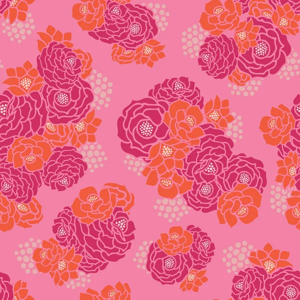 Rosa naranja ramo floral sin costuras vector textura fondo — Vector de stock