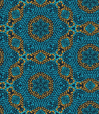 Vektör geometrik düzen düzensiz noktalar doku ile seamless modeli. Etnik renkli doodle doku. Soyut vektör arka plan. Duvar kağıdı, kumaş tasarım, kumaş, kağıt, tekstil şablonu. El