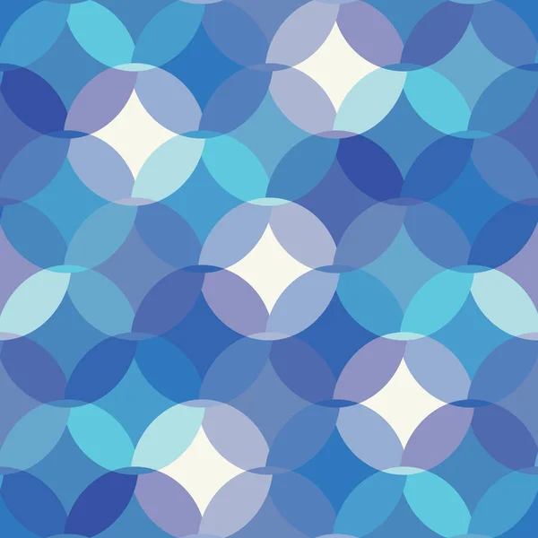 Mosaico de círculos, elementos semi cirlce. Patrón geométrico azul monocromo vector sin costura para la tela, papel pintado, scrapbooking o fondos . — Vector de stock