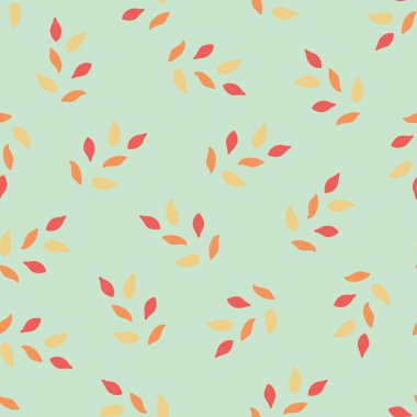 Sorunsuz soyut çiçek vektör desen bırakır. Açık yeşil renkli mercan ve sarı yapraklarda. Yüzey desen tasarım.
