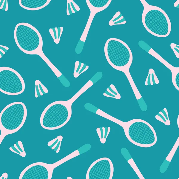 Vektör badminton spor ekipmanları kumaş, duvar kağıdı, scrapbooking projeleri için dikişsiz desen arka plan.