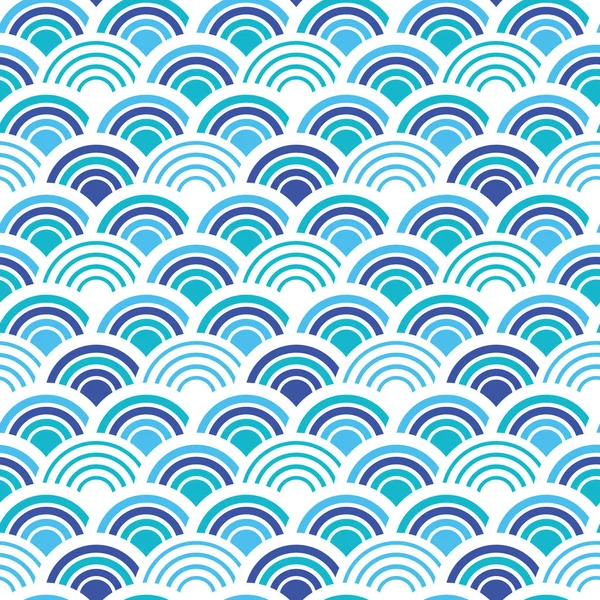 Bleu et blanc écailles de poisson fond squama, motif de tissu sans couture vectoriel, imprimé textile carrelé. Classique japonais squama échelles sans couture conception de carreaux d'arc . — Image vectorielle