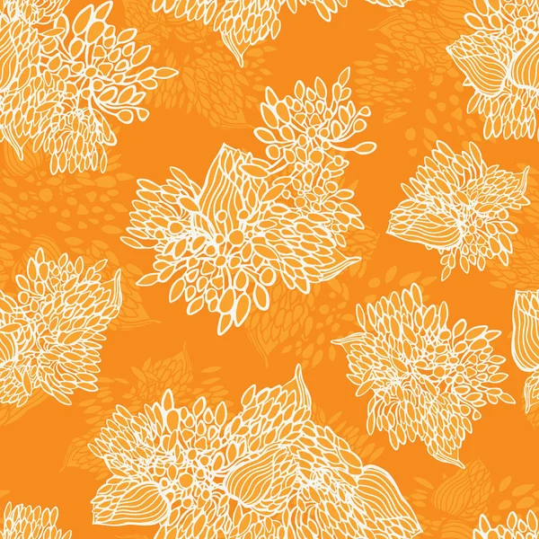 オレンジモノクロアフリカンリリーフラワーテクスチャ夏の花のシームレスなベクトルパターンの生地、壁紙、スクラップブッキング、プロジェクト. — ストックベクタ