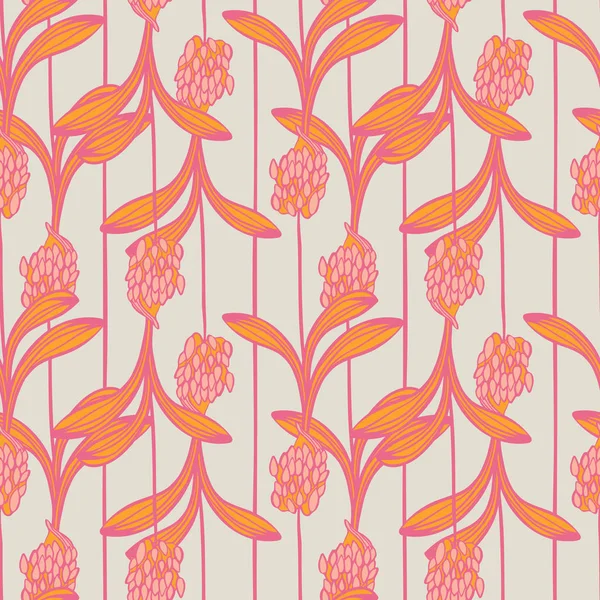 Rosa naranja flor de lirio africano con rayas verticales patrón de vectores florales sin costura de verano para tela, papel pintado, scrapbooking, proyectos . — Vector de stock