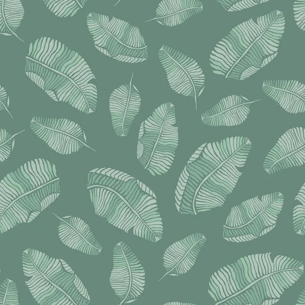 Green banana leaves vector seamless tropical pattern for fabric, wallpaper, backgrounds or scrapbooking projects. — Stock Vector