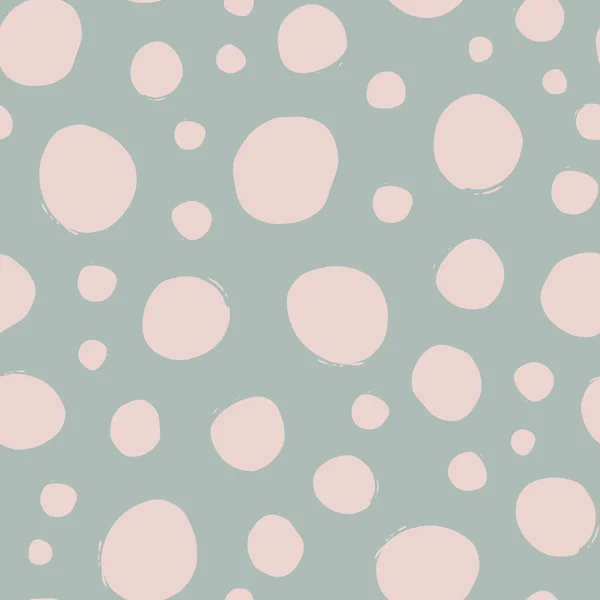 Shabby Chic oregelbundna prickar vektor sömlösa mönster. Trendigt sömlöst mönster med rosa prickar på ljusgrön bakgrund. Vektor illustration. Design av ytmönster. — Stock vektor