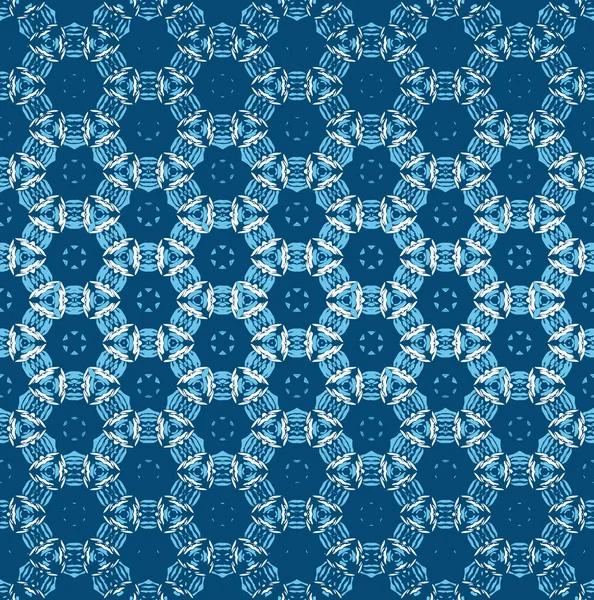 Boheemse stijl caleidoscoop ombre naadloze vector patroon in blauwe kleur. Weefsels voor web, print, textiel, karton, inpakpapier of behang. — Stockvector