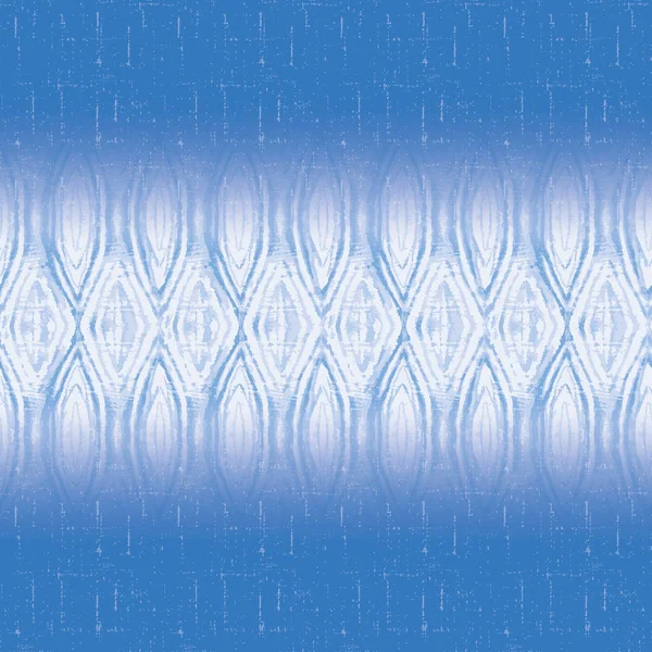 Blauwe das kleurstof rand naadloze raster patroon illustratie. Shibori textuur horizontale rand voor textiel, mode. — Stockfoto