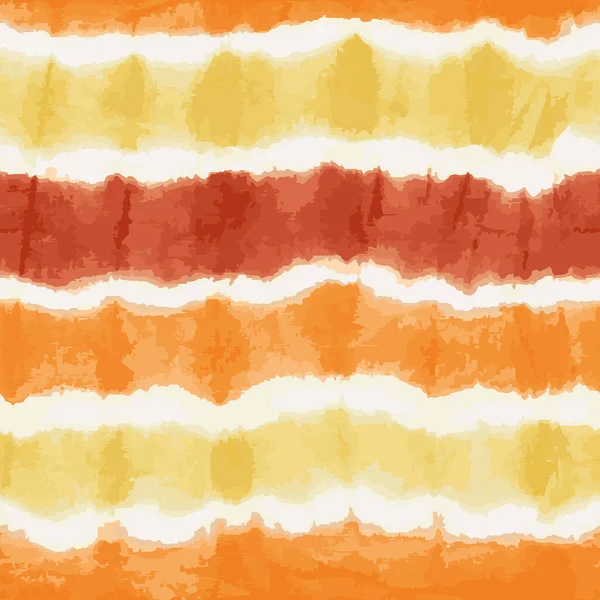 Orange jaune cravate bandes de teinture motif vectoriel sans couture. Fond shibori japonais texturé. toile de fond d'aquarelle batik moderne pour le tissu, papier peint, projets de scrapbooking, maillots de bain. — Image vectorielle