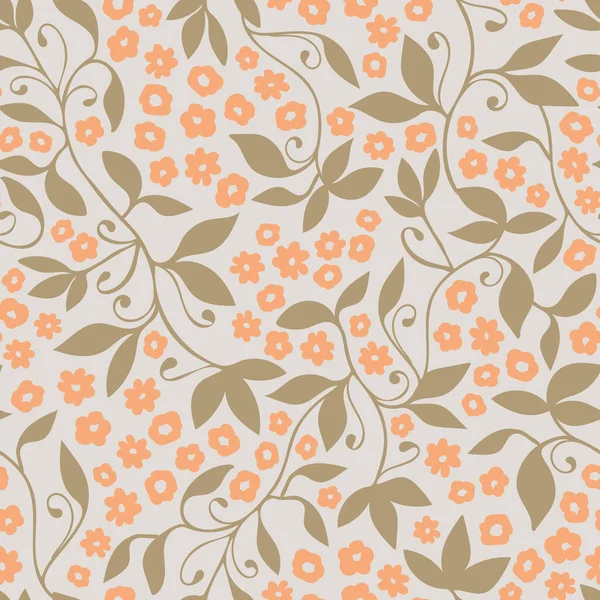 Fondo de patrón de vector sin costura verde naranja tendril floral para la tela, proyectos de scrapbooking, fondo de pantalla . — Vector de stock