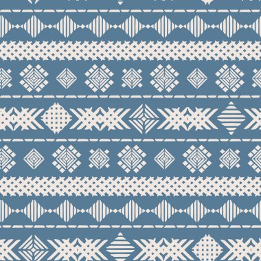 Mavi geometrik nakış kumaş, duvar kağıdı, yapıştırma kitabı projeleri, arka planlar için dikişsiz vektör desenli arka plan dokusu.