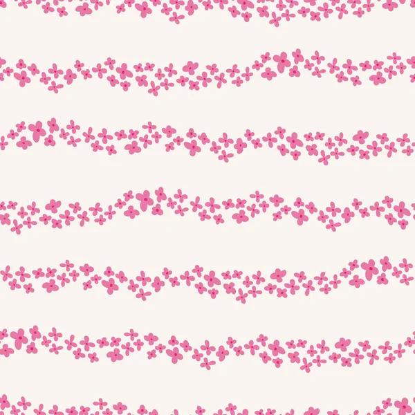 Mignonne rayures florales roses vectoriel motif sans couture. Texture florale abstraite moderne sur fond crème pour tissu, papier peint, papeterie, projets de scrapbooking ou milieux. — Image vectorielle