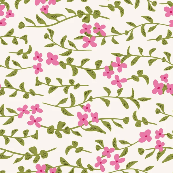 Fondo de patrón vectorial sin costura de guirnalda floral rosa con follaje verde para tela, papel pintado, papelería, proyectos de scrapbooking o fondos . — Vector de stock