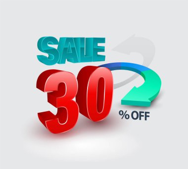 Satış afiş yüzde 3d tarzı. Vektör çizim promosyon reklam için.