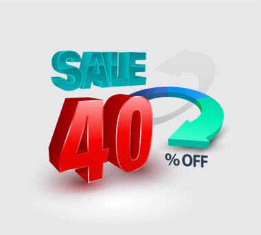 Satış afiş yüzde 3d tarzı. Vektör çizim promosyon reklam için.