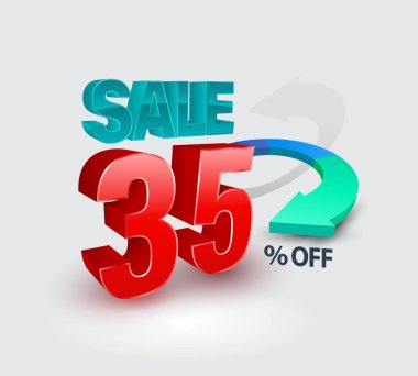 Satış afiş yüzde 3d tarzı. Vektör çizim promosyon reklam için.