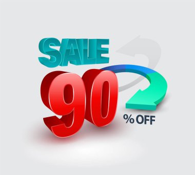 Satış afiş yüzde 3d tarzı. Vektör çizim promosyon reklam için.