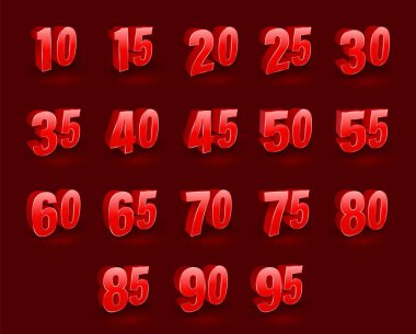 Küme sayısı 3d tarzı. Vektör çizim.