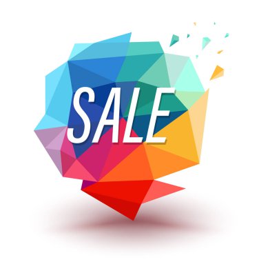 Promosyon illüstrasyon reklam afiş için üçgen renk ile satışı büyük başlığı.