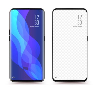 Kolay yer demo için Smartphone mockup şeffaf ekran. Vektör çizim teknoloji cep telefonu için.