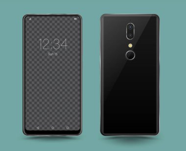 Kolay yer demo için Smartphone mockup şeffaf ekran. Vektör çizim teknoloji cep telefonu için.