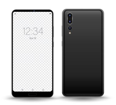 Kolay yer demo için Smartphone mockup şeffaf ekran. Vektör çizim teknoloji cep telefonu için.