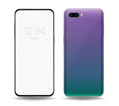 Kolay yer demo için Smartphone mockup şeffaf ekran. Vektör çizim teknoloji cep telefonu için.